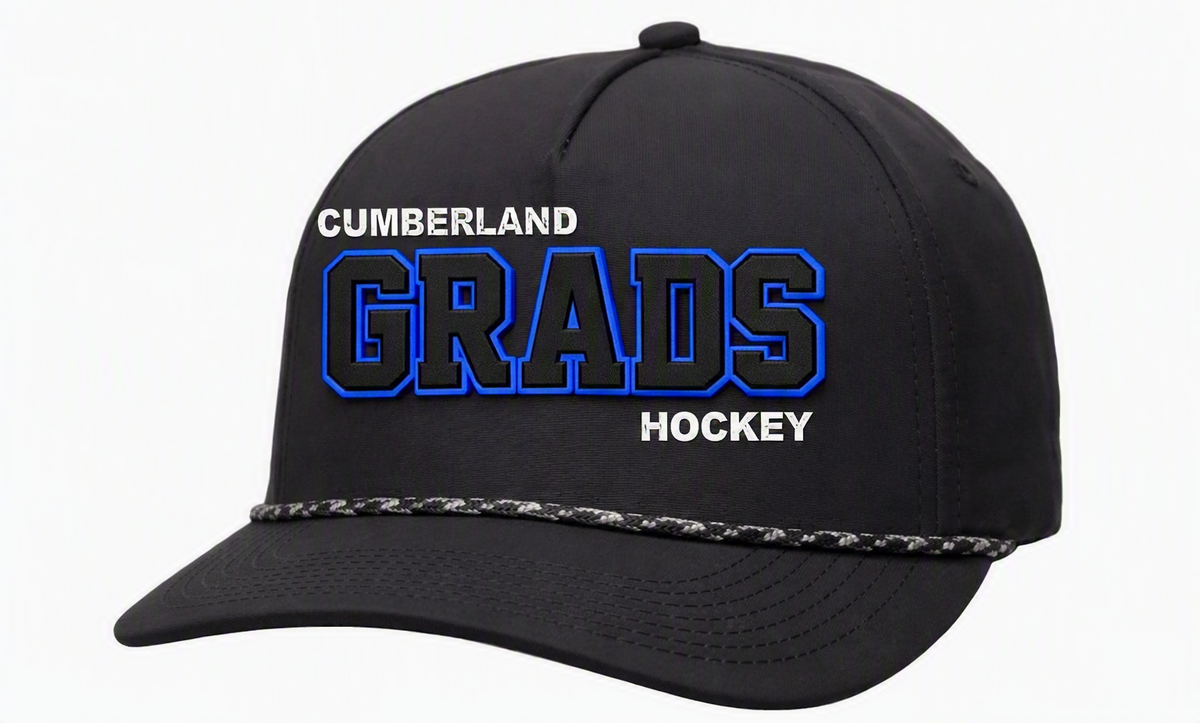 Black rope snapback hat Grads