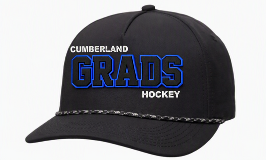 Black rope snapback hat Grads